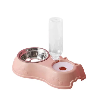 3-in-1 Stainless Steel Pet Feeder - Dog & Cat Food and Water Bowl