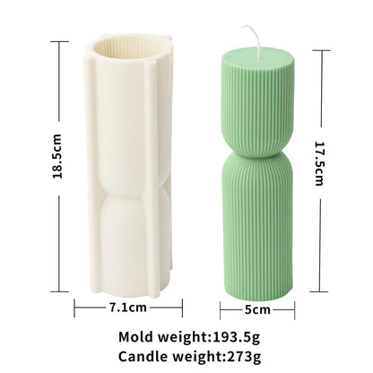 Stripe Pillar Candle Mold - Silicone Ribbed Conical DIY Mold