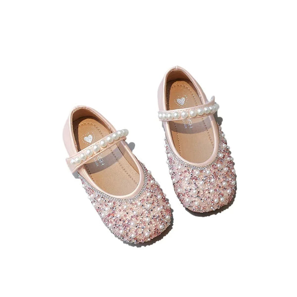 Kids Leather Shoes Spring Autumn Fashion Sequins Pearl Girls