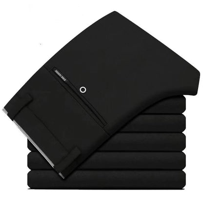 Spring Autumn Business Dress Pants - Elastic Waist Frosted Fabric Trousers