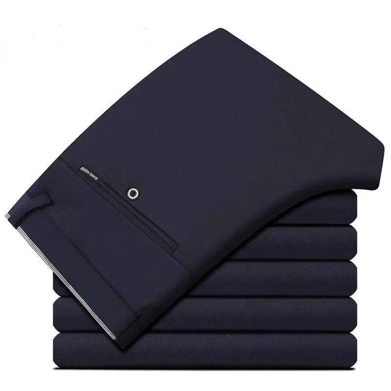 Spring Autumn Business Dress Pants - Elastic Waist Frosted Fabric Trousers