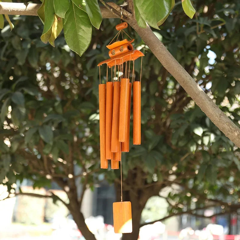 Handmade Tubes Bamboo Bell Natural Wind Chimes Indoors Pendant Balcony Home Hotel Decor Outdoor Yard Garden Windchime Crafts