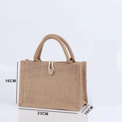 Vintage Burlap Tote Bag - Women's Jute Beach Shopping Handbag