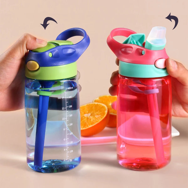 480ML Water Bottle With Straw Kids Girls Portable Travel Bottles Gym