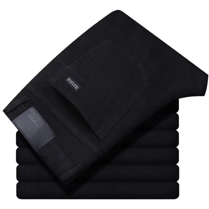 Wthinlee Men's Straight Stretch Jeans - Classic Blue Black Denim Trousers