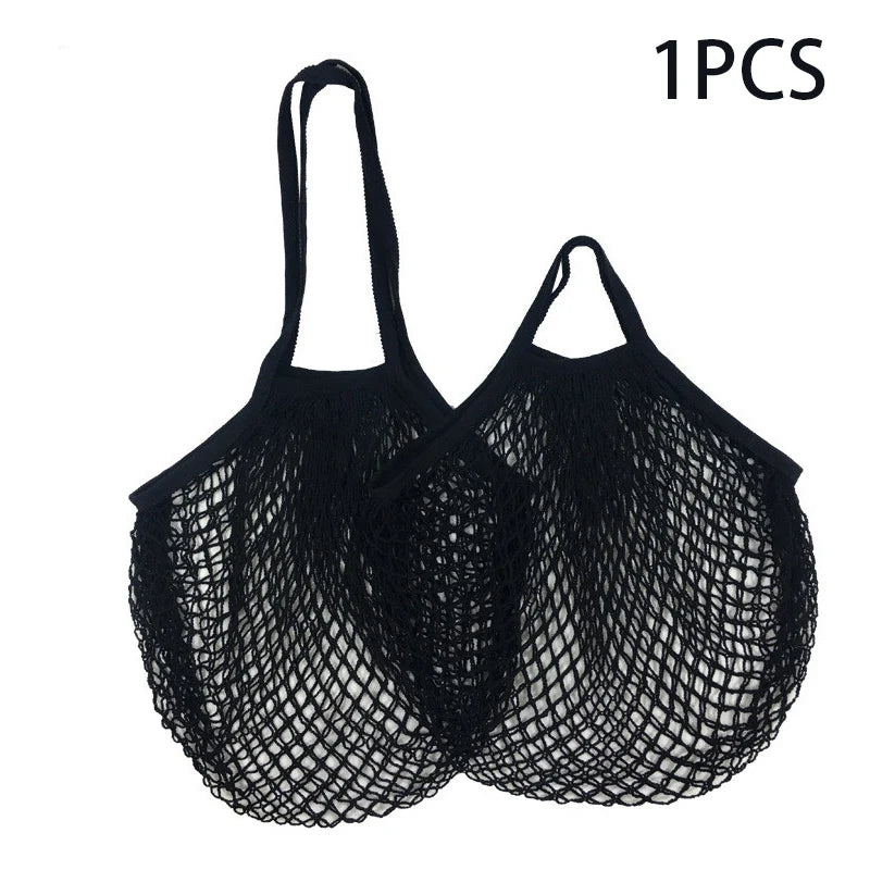 Portable Reusable Grocery Bags - Cotton Mesh String Shopping Tote