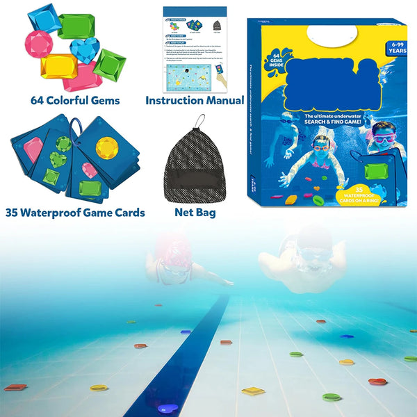 Kids Diving Game Toys Skillmatics Pool Toys 64 Colorful Gems