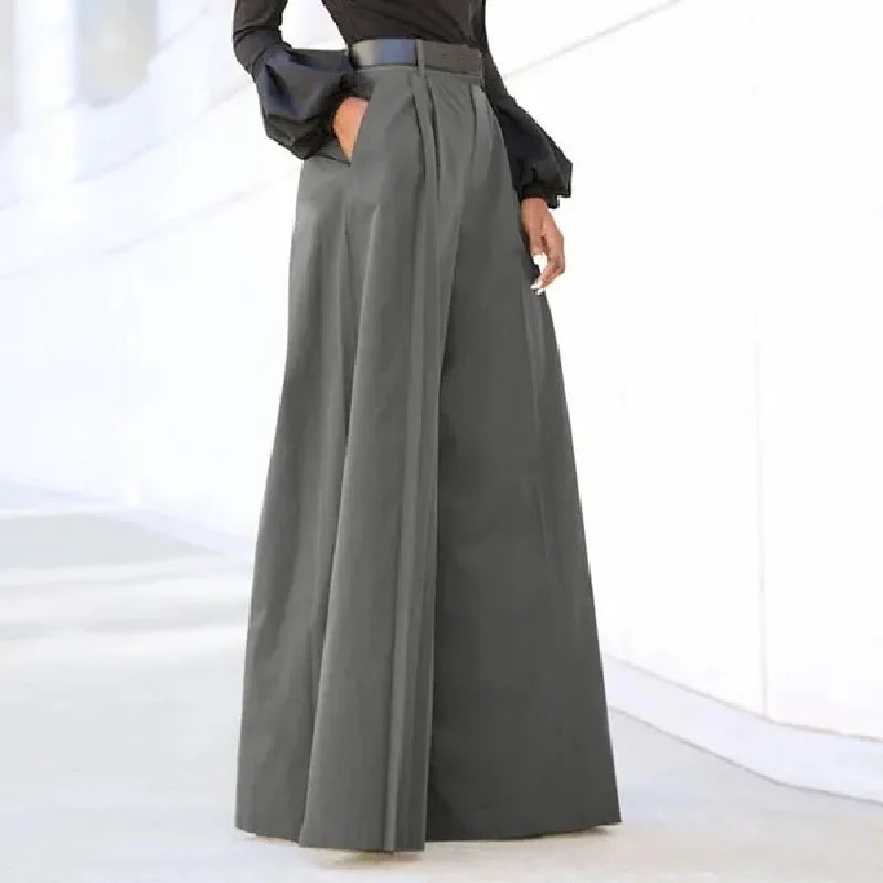 Women's Wide Leg Palazzo Pants - Summer Printed Linen Trousers