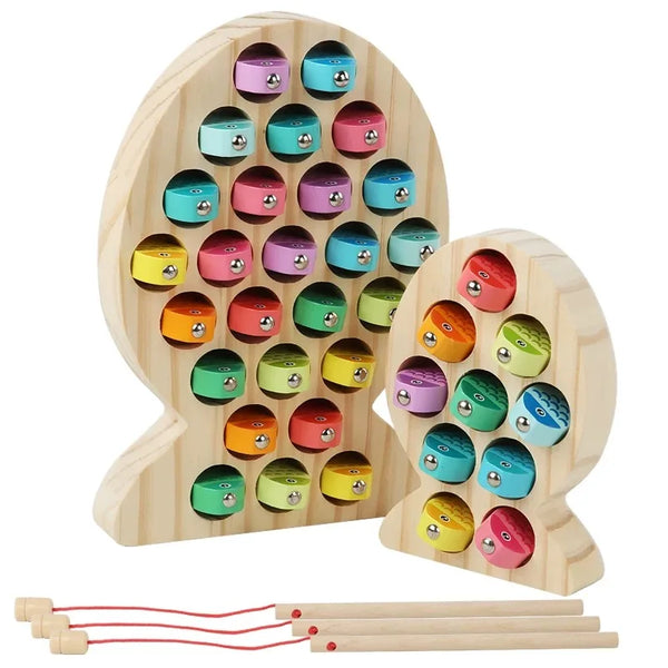 Kids Wooden Fishing Game Toy Gifts Early Education Alphabet Numeric