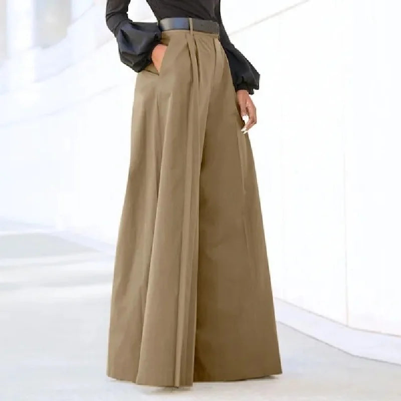 Women's Wide Leg Palazzo Pants - Summer Printed Linen Trousers