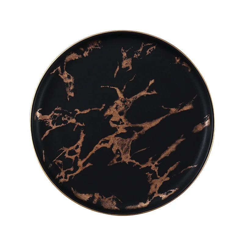 Nordic Marbled Gold Edge Ceramic Plate