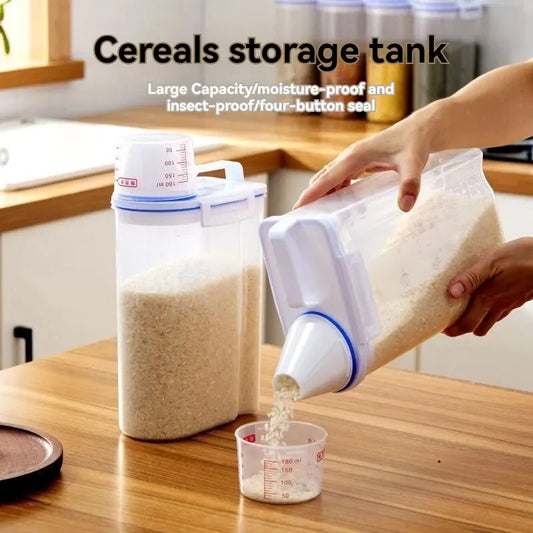 Rice Storage Canister with Measuring Cup | Moisture & Insect Proof