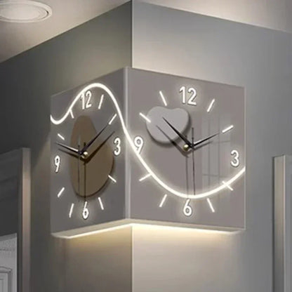 Double-Sided Wall Clock - Modern Art LED Light Clock