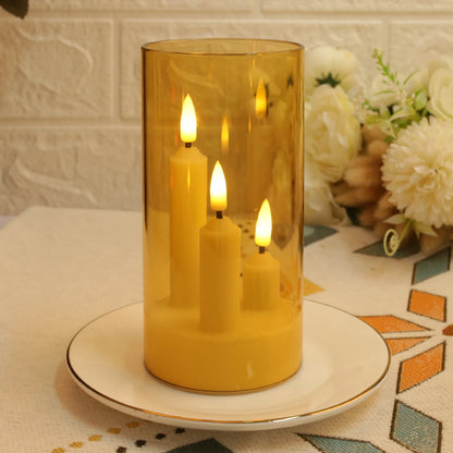 Clear Acrylic 3-Wick Flameless LED Candles - Battery Operated