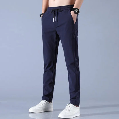 Spring Autumn Business Dress Pants - Elastic Waist Frosted Fabric