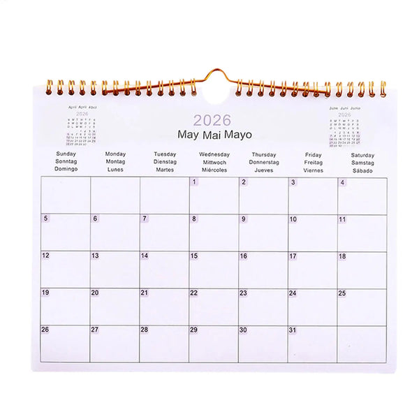 2026 Wall Calendar Multilingual 12 Month Coil Planner Modern