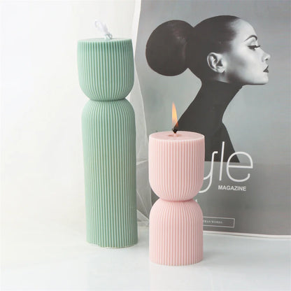 Stripe Pillar Candle Mold - Silicone Ribbed Conical DIY Mold