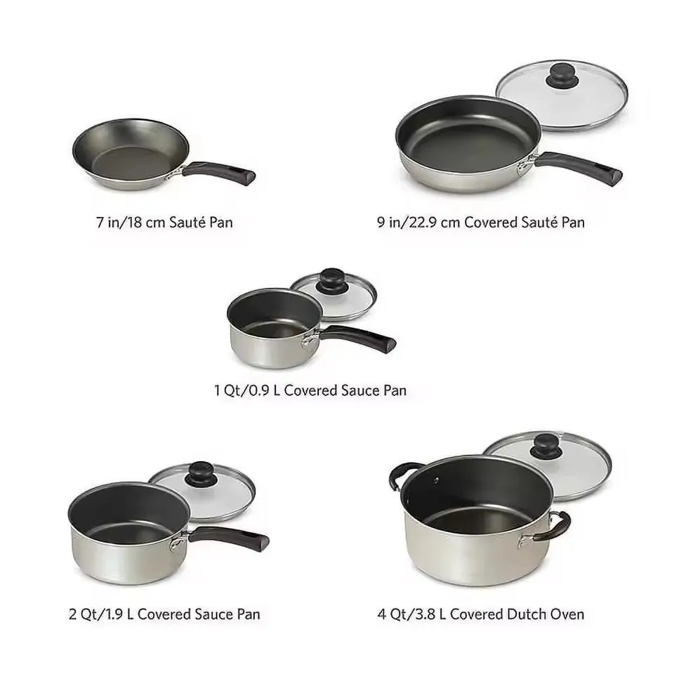9-Piece Nonstick Cookware Set - Champagne, Lightweight & Durable
