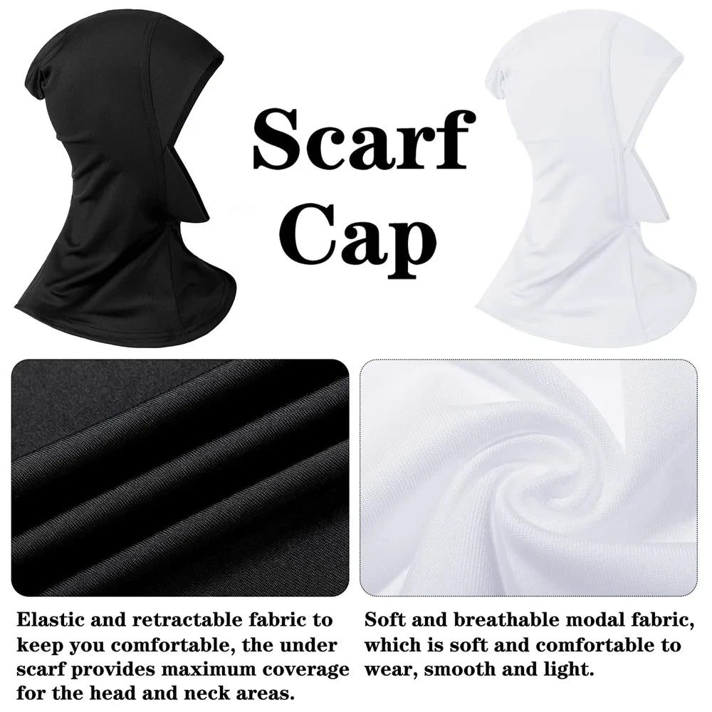 Adjustable Modal Hijab Cap - Stretchy Turban Full Neck Coverage