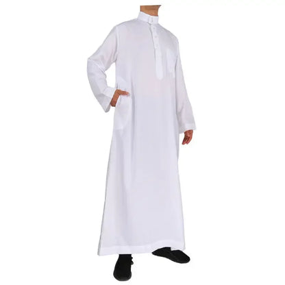 Men's Islamic Kaftan Thobe | Dubai Abaya Style Long Sleeve Prayer Dress