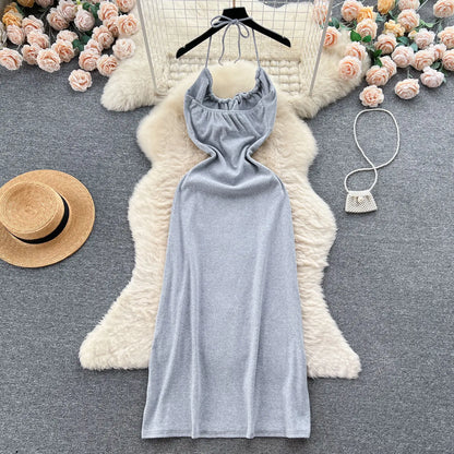 Sexy Hanging Neck Lace-Up Dress - Slimming Summer Party Dress