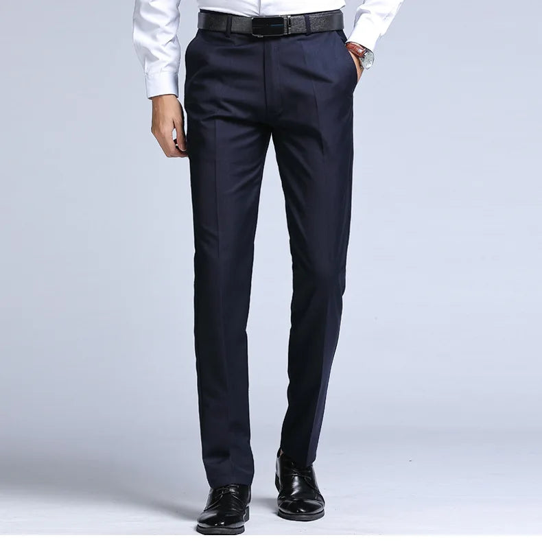 Men's Straight Slim Suit Pants - Formal Trousers