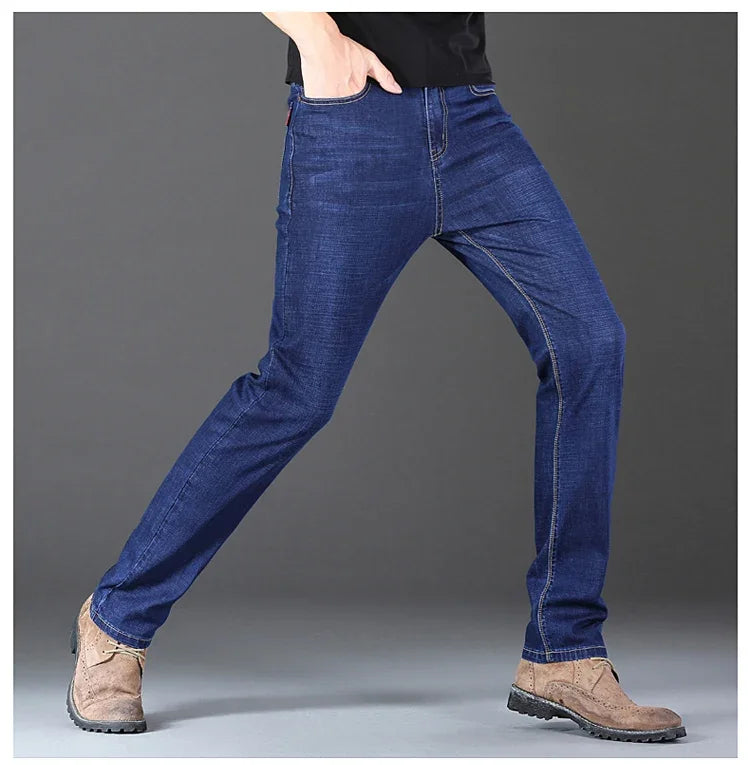 Men's Stretch Jeans - Slim Straight Fit Black & Blue Trousers