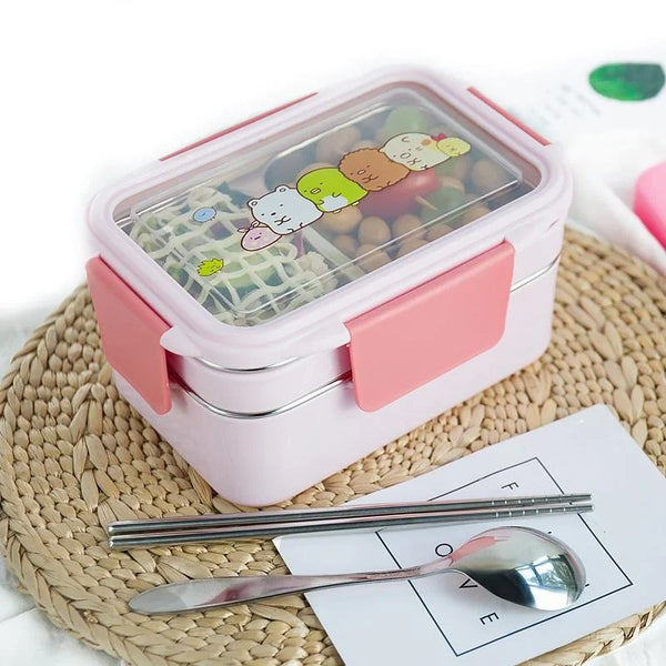 Random Pattern Cartoon Lunch Box Stainless