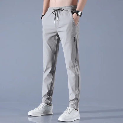 Spring Autumn Business Dress Pants - Elastic Waist Frosted Fabric