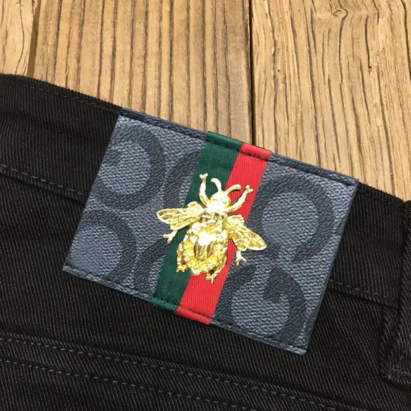 High-End Pure Black Straight Jeans - Men's Stretch Casual Trousers