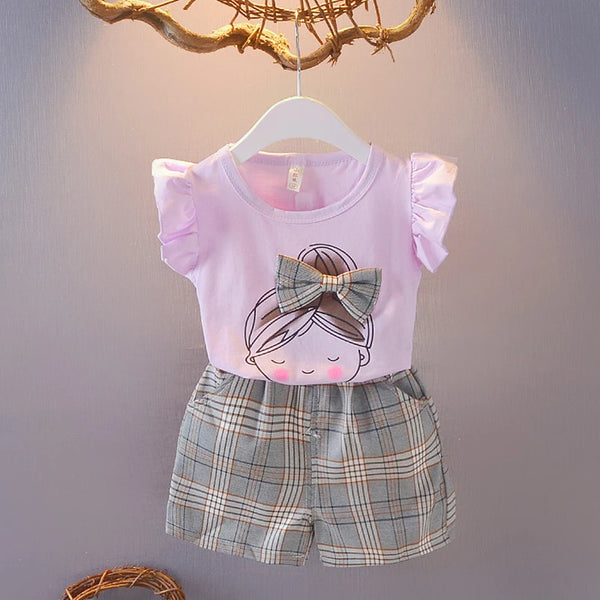 Fashion Kids Girls Clothes Set Ruffles Vest Tops Shorts 2pcs Outfit