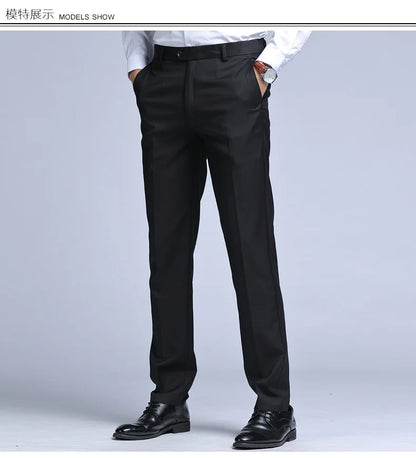 Men's Straight Slim Suit Pants - Formal Trousers