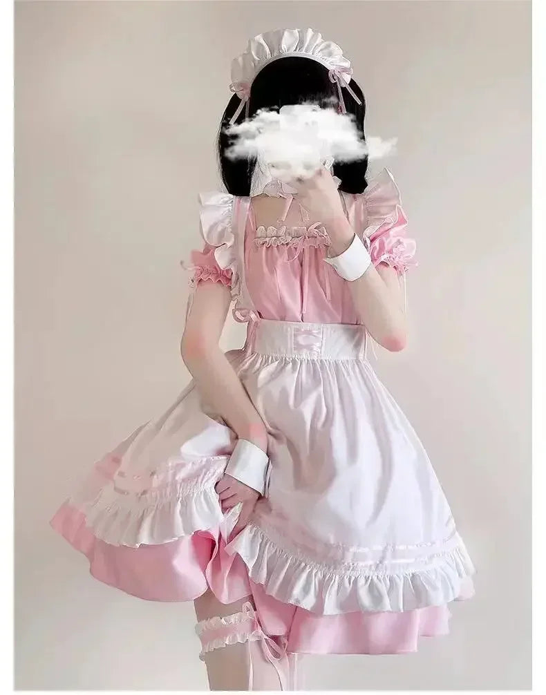 Black Pink Lolita Maid Costume - Cute Girls Women Cosplay Outfit