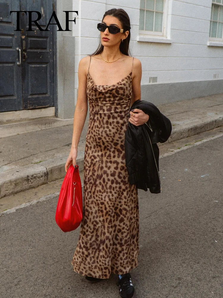 Vintage Women Spaghetti Strap Dress - Beach Party Long Dress