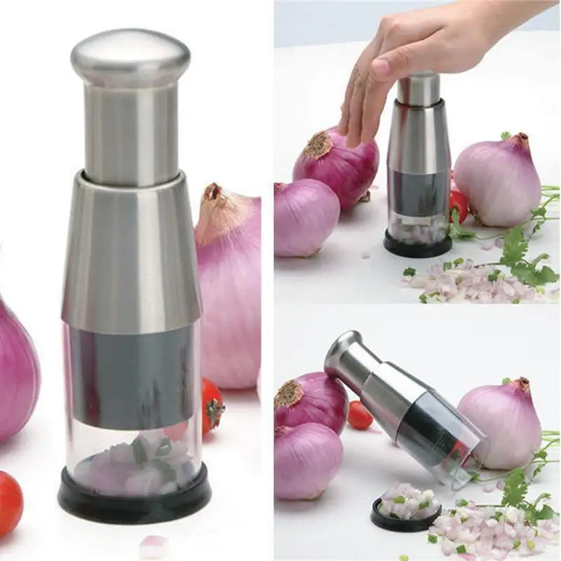 Manual Garlic & Onion Chopper – Handheld Vegetable Slicer