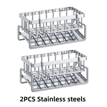 Stainless Steel Sink Shelf – Self-Draining Soap & Sponge Organizer