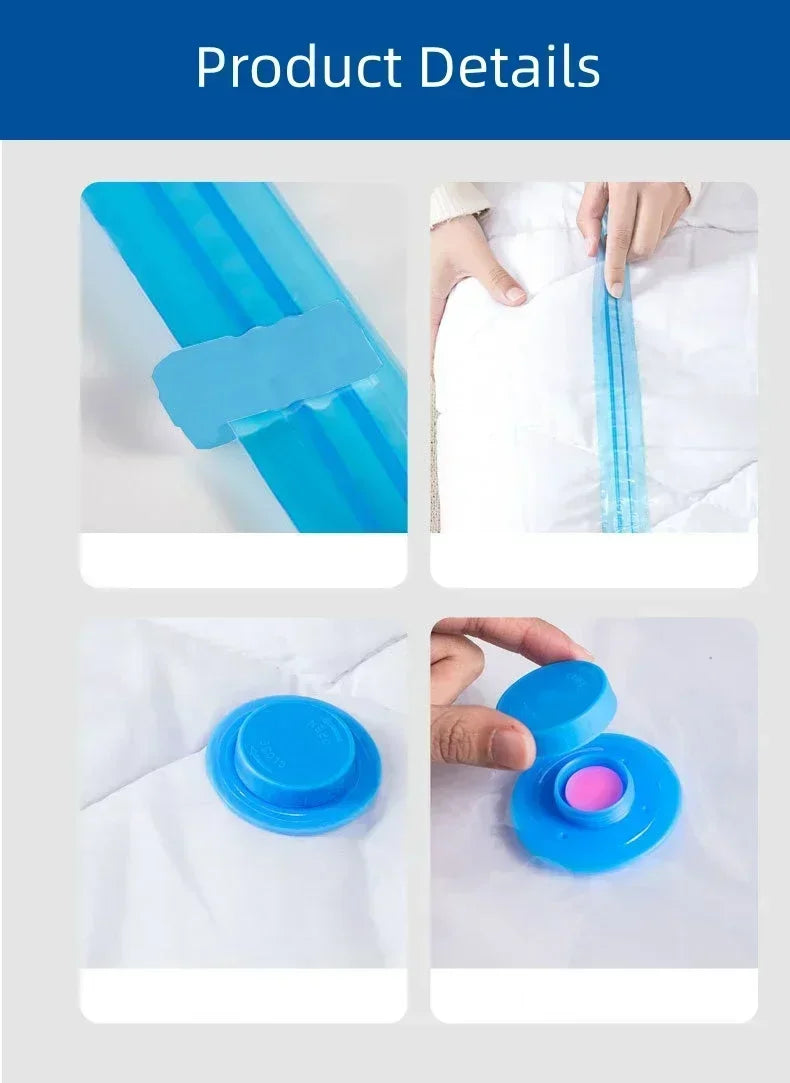 8PCS Vacuum Storage Bags - Space Saver Travel Storage with Hand-Pump