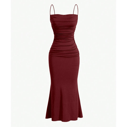Women's Mermaid Hem Maxi Dress - Slim Fit Spaghetti Strap Party Dress