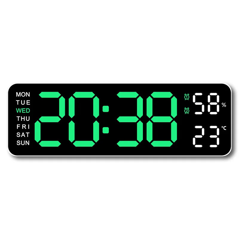 9 Inch Digital Wall Clock - USB Powered with Temp & Humidity Display