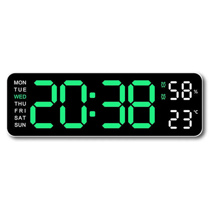 9 Inch Digital Wall Clock - USB Powered with Temp & Humidity Display