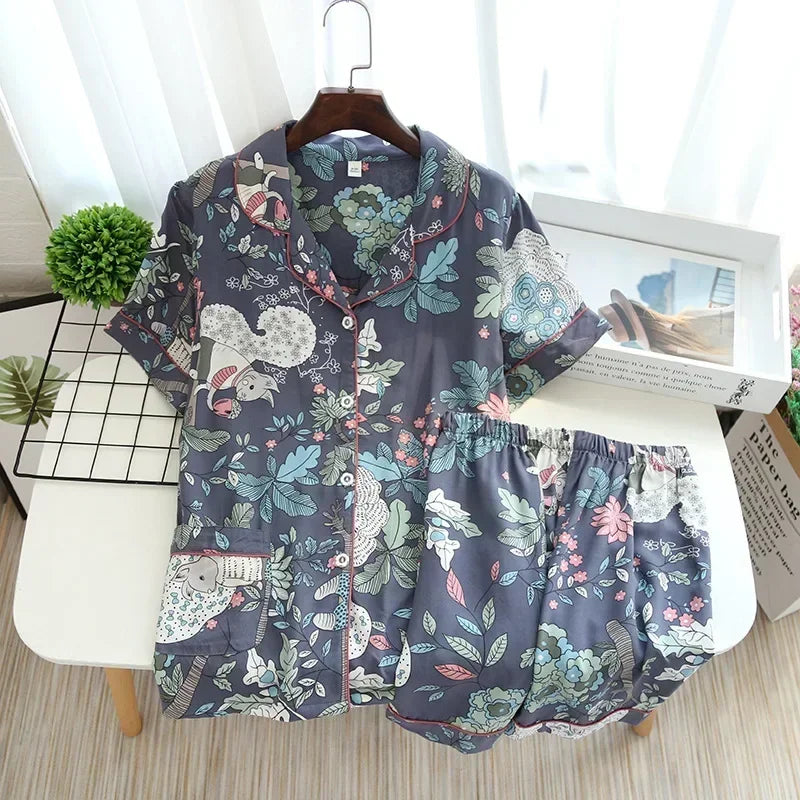 Viscose Long-Sleeved Trousers Ladies Pajamas Suit