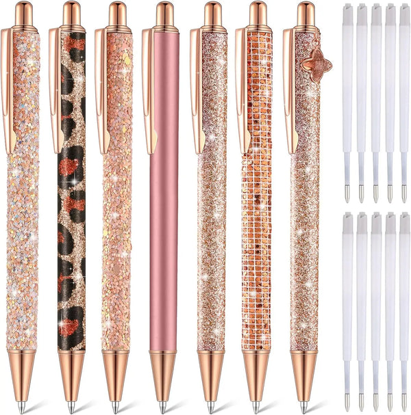 7 Pcs Fancy Pens For Women Cute Pens Sparkly Glitter With 10 Pcs