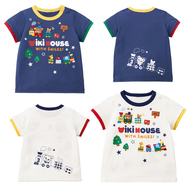 2026 Summer Korean Kids T Shirt Cartoon Train Boys Girls Cotton Tops
