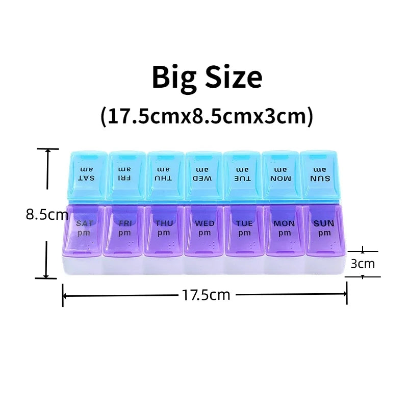 7-Day Travel Pill Organizer with 14 Grids