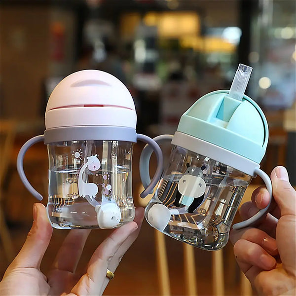 250ML Cartoon Pattern Outdoor Child Drinking Bottle With Straw Baby