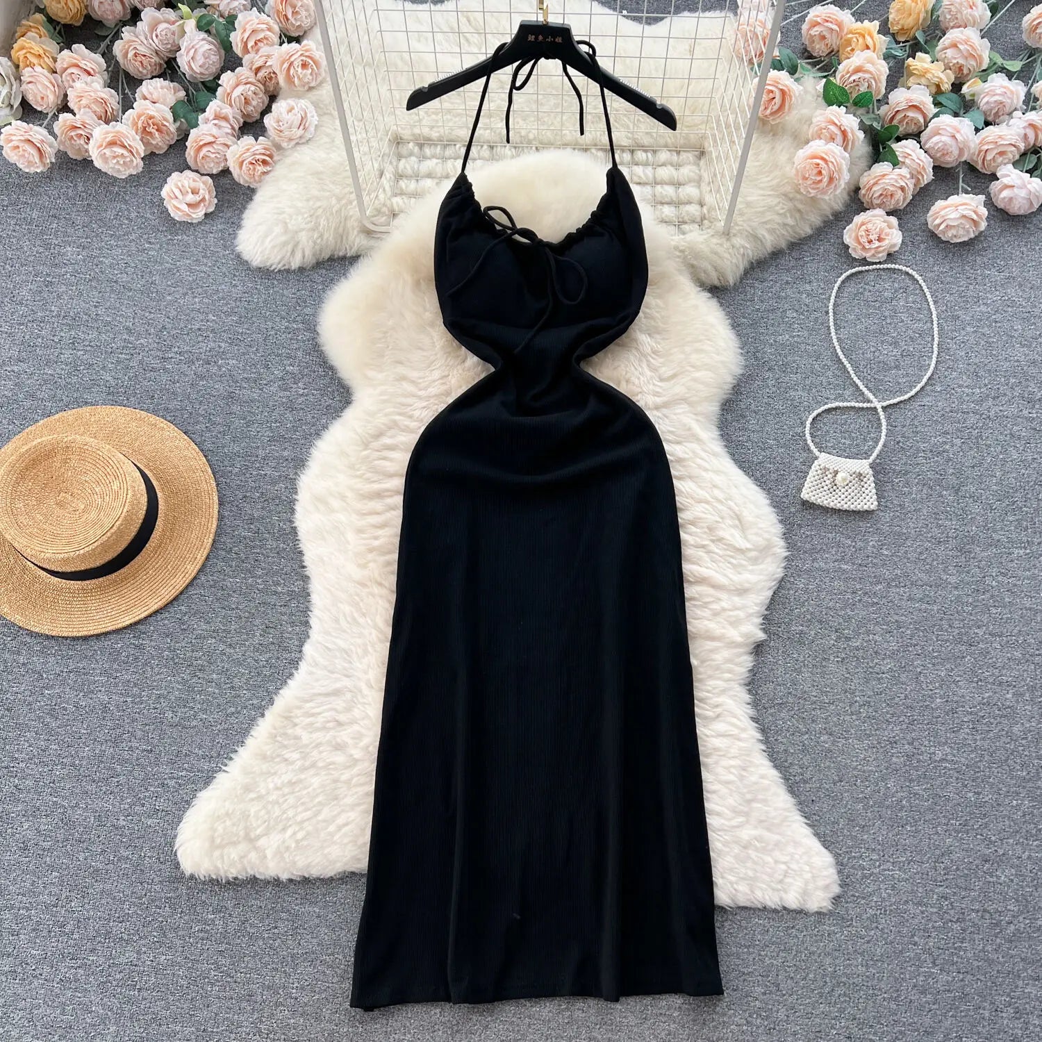 Sexy Hanging Neck Lace-Up Dress - Slimming Summer Party Dress