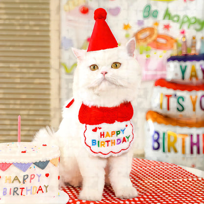 Cute Puppy Birthday Scarf & Hat Set – Perfect for Small Medium Pets