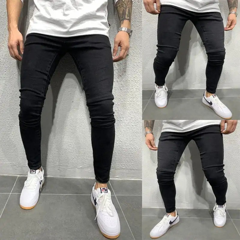 Spring Men Classic Elasticity Pencil Jeans - Soft Stretch Denim Trousers