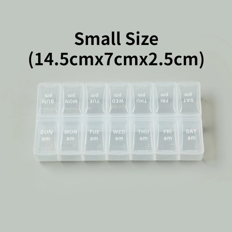 Weekly Portable Travel Pill Box - 7 Days Organizer with 14 Grids