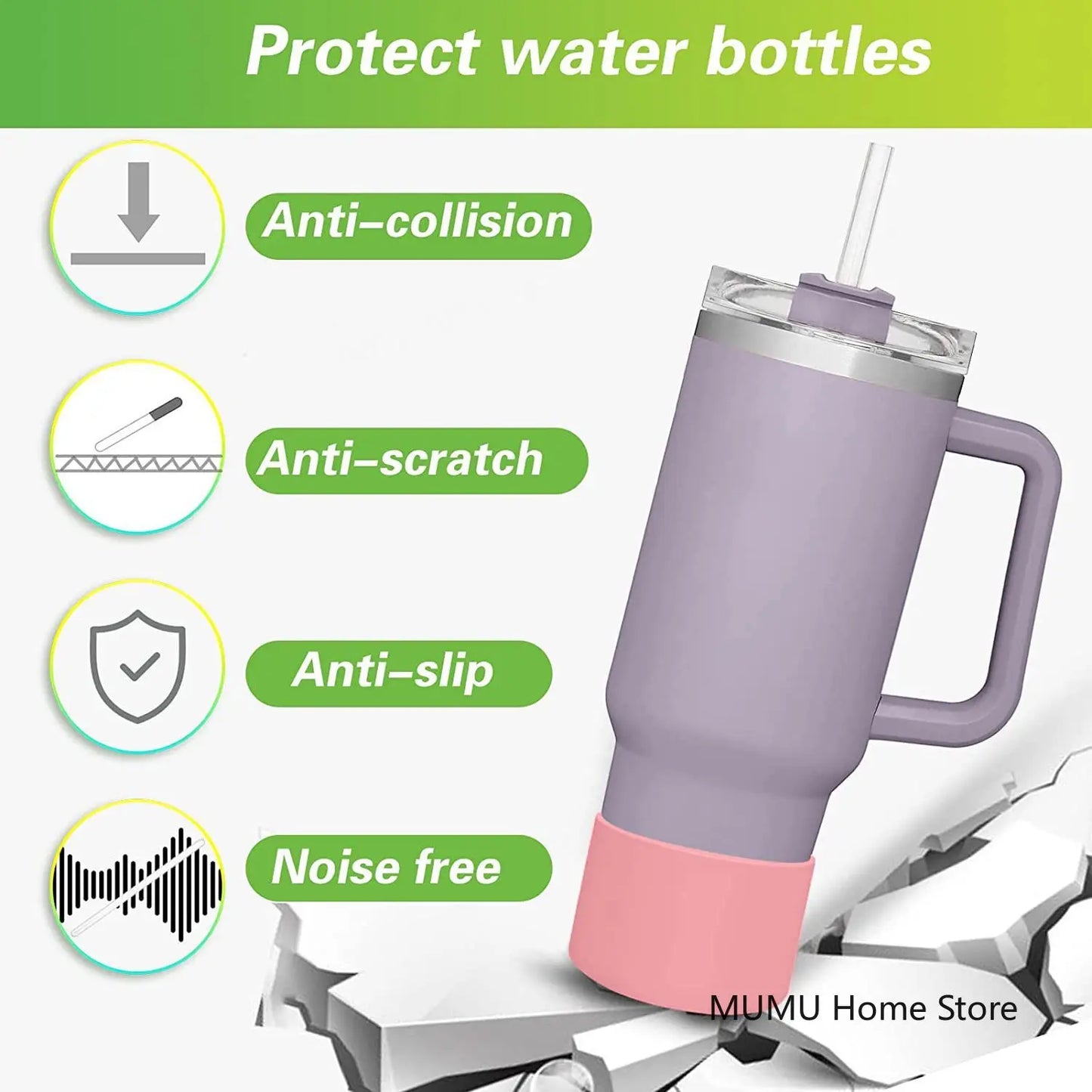 Silicone Insulated Cup Protective Sleeve - Non-Slip Boot for 40oz, 30oz, 20oz Bottles